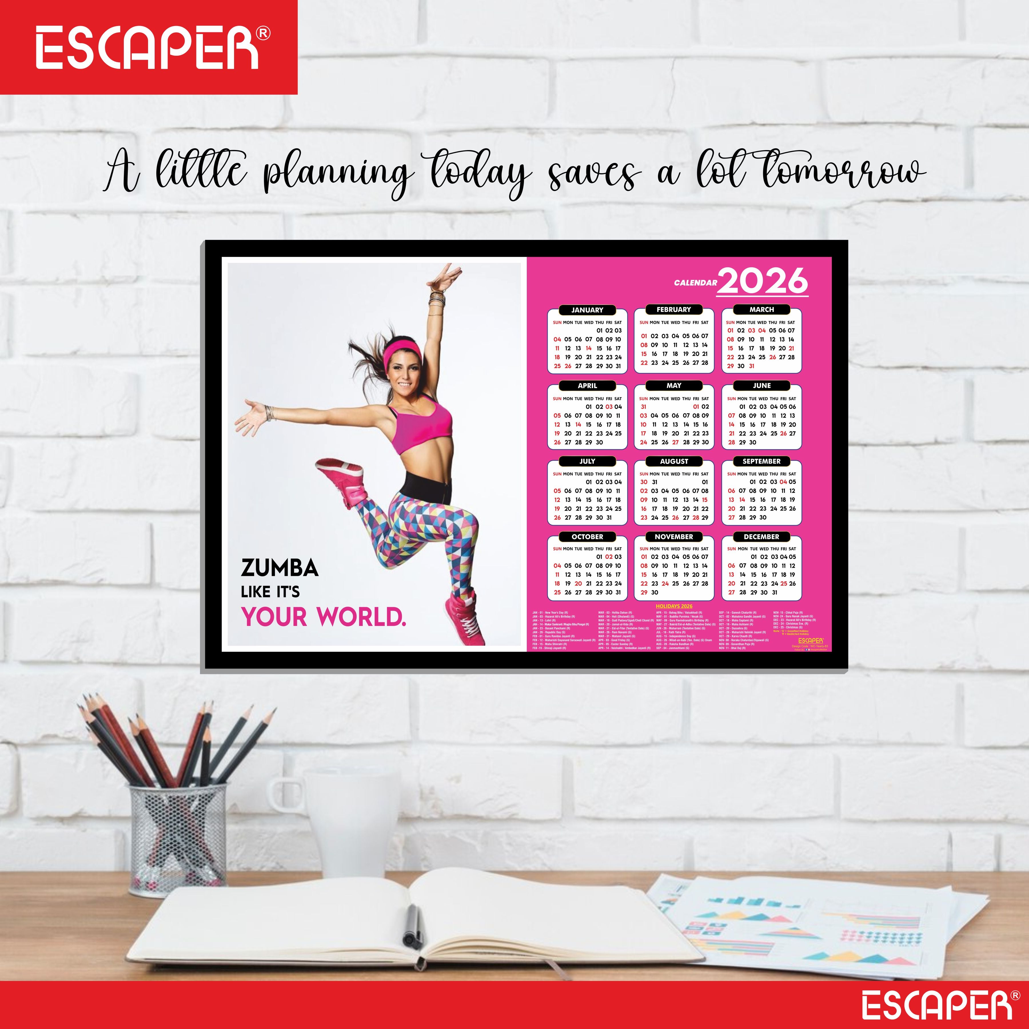 Zumba Wall Calendar 2026 hanging, (45 x 30 cm), Dance, Aerobics Wall Calendar 2026, New Year Calendar 2026, Dance Wall Decor Art, New Year Gift