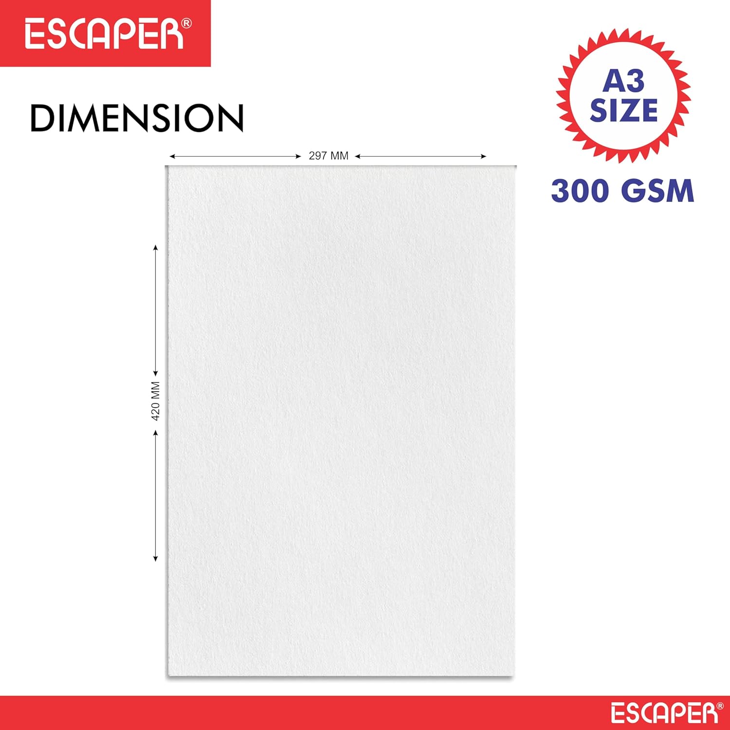 Watercolour Paper 300 GSM Handmade Cold-Pressed Sheets for Artists A3 Sizes Acid-Free, Textured Surface for Painting, Drawing, Kids Art, Crafts & Mixed Media
