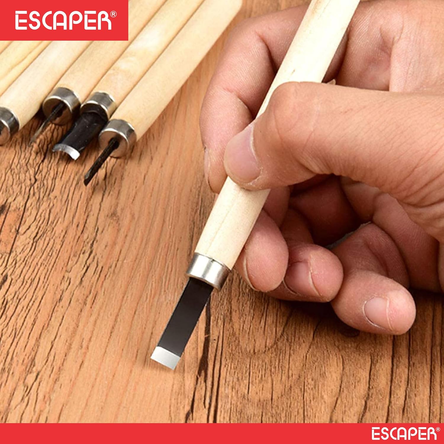 Wood Carving Tools Set, (Pack Of 6) Alloy Steel Wood Carving Chisel Set With Wooden Handles For Beginners, Craft & DIY Sculpture Work, Ideal for Clay & Wax