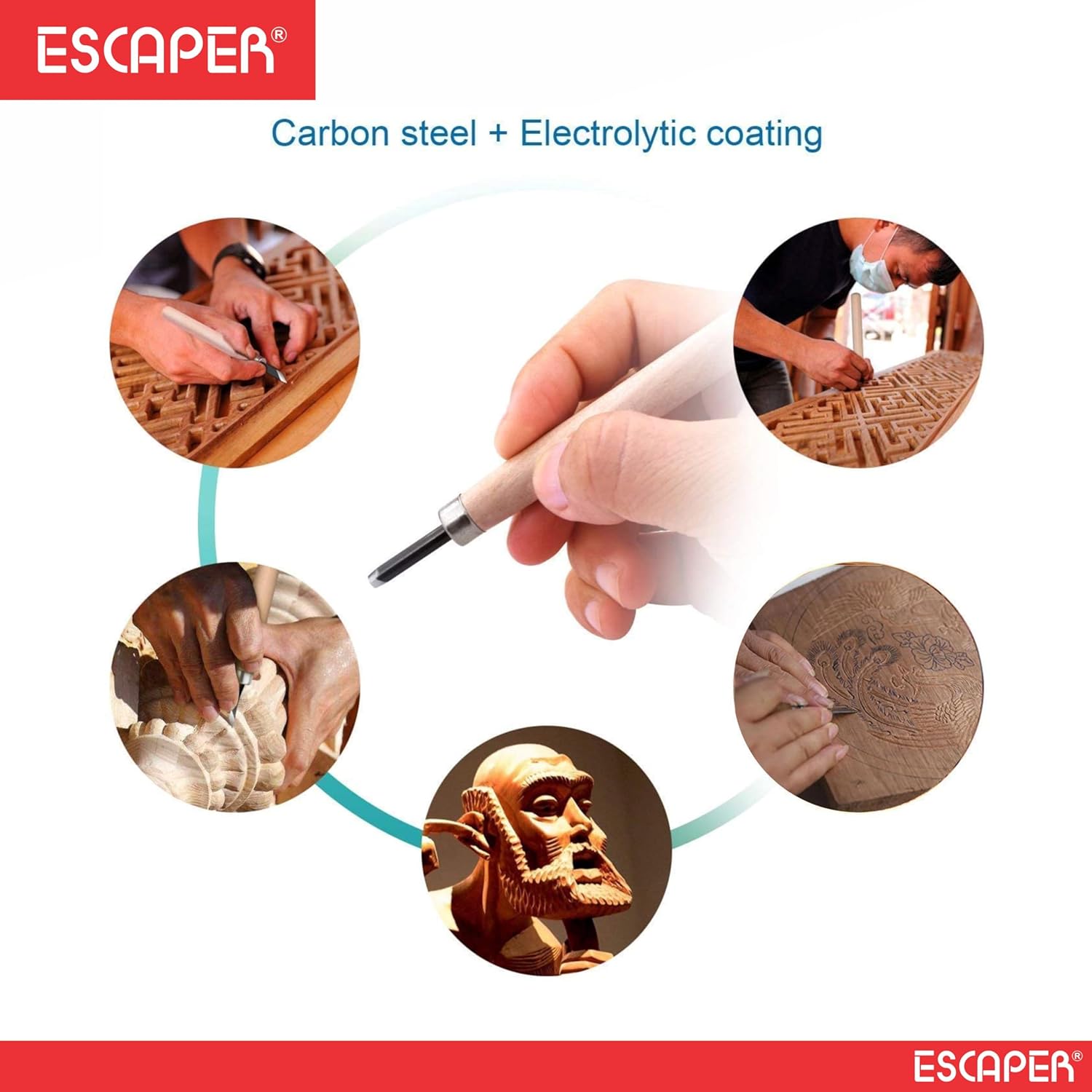 Wood Carving Tools Set, (Pack Of 6) Alloy Steel Wood Carving Chisel Set With Wooden Handles For Beginners, Craft & DIY Sculpture Work, Ideal for Clay & Wax