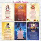 Aarti Poster, 12 x 18 Inch Self Adhesive Laminated 300 GSM Paper, Ganesh Ji, Laxmi Ji, Bihari Ji, Ambe Mata, Om Namah Shivay, Om Jai Jagdish Hare Wall Poster (Pack Of 6) Hindu Aarti for Pooja Room and Home Temple